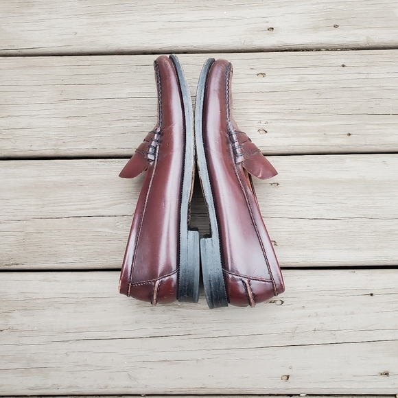 Vintage 90s y2k Oxblood Burgundy Leather Moc Toe Moccasins Driving Penny Loafers - Picture 4 of 10